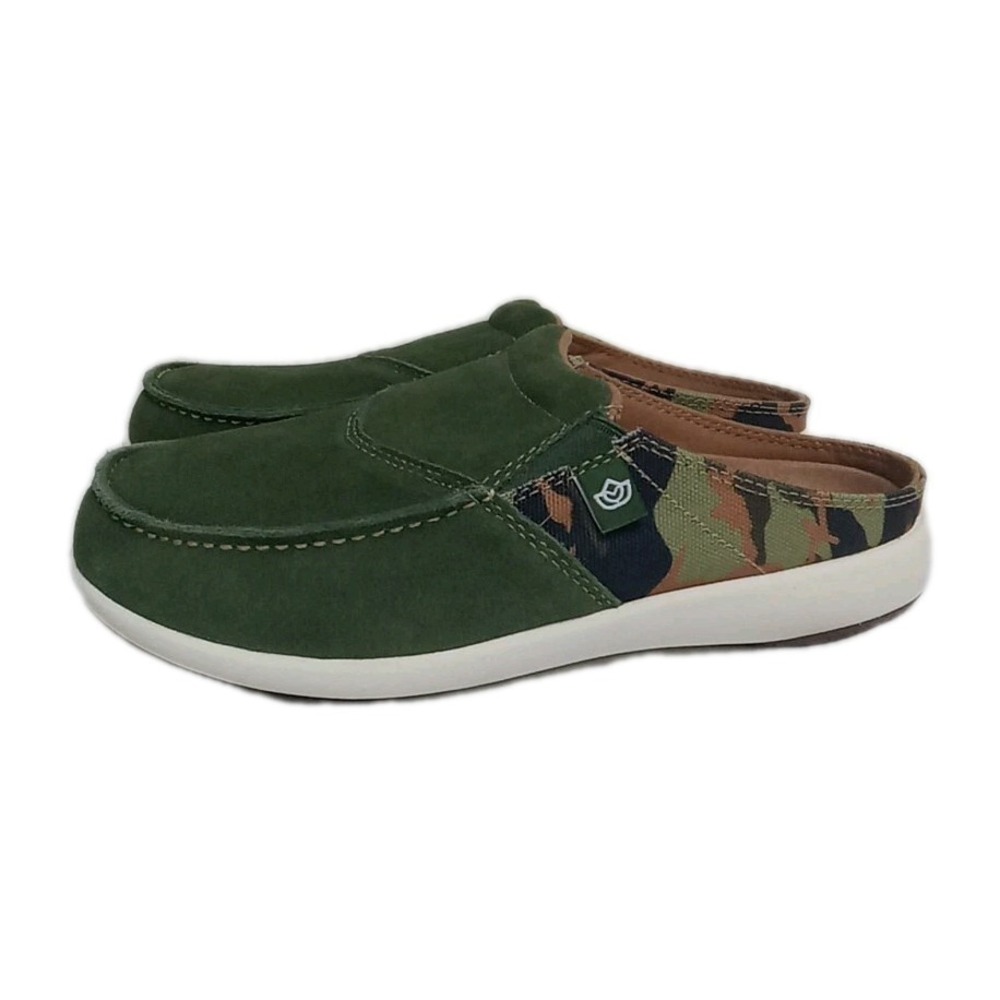 Spenco Shoes Womens 6.5 Siesta Via Green Camo Slide Clogs Suede Slip On Z2